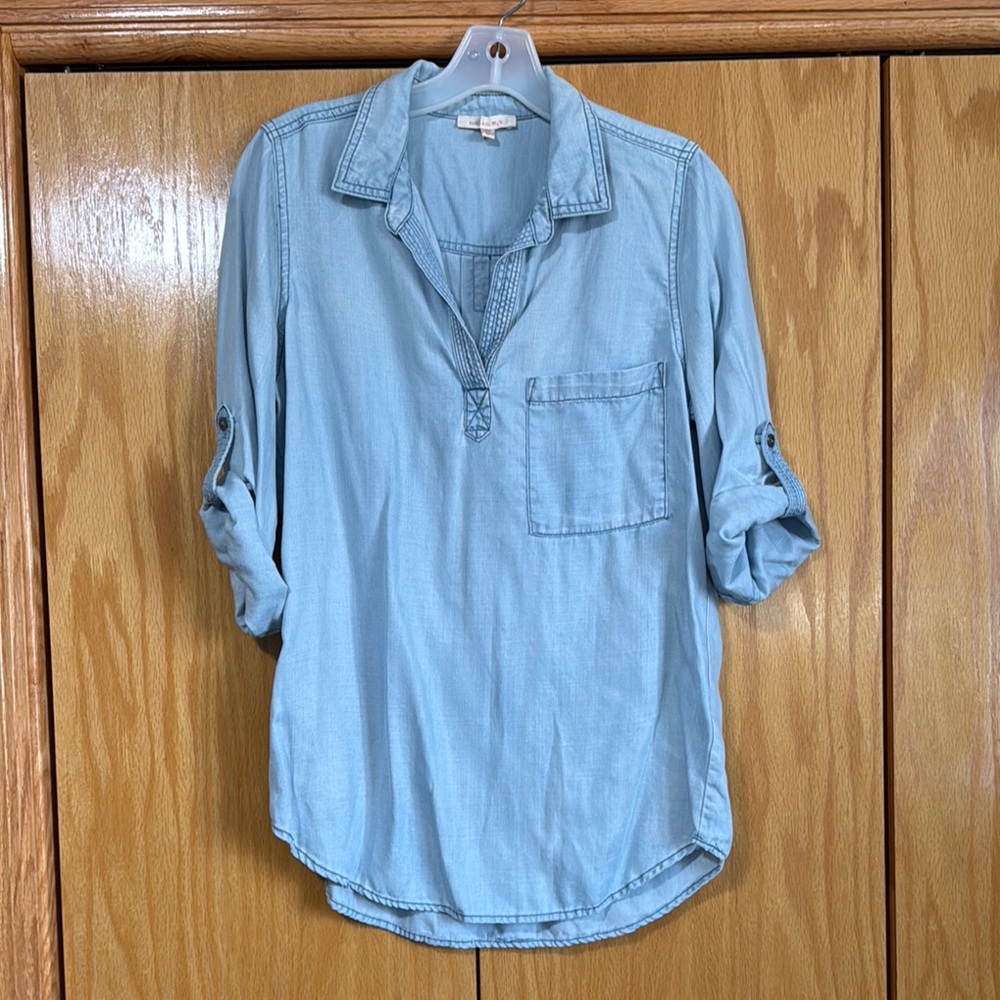 Light Blue Denim Button-Up Shirt